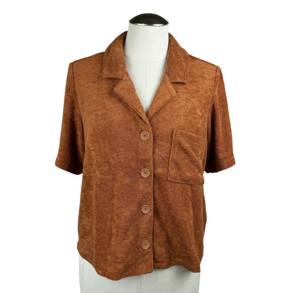 Women's Marine Layer Sierra Terry Out Resort Button Up Cotton Blend Shirt‎ Large - Picture 1 of 9